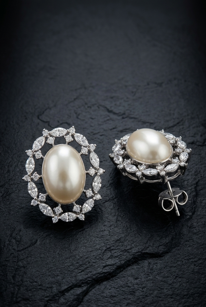Pearl Halo Studs