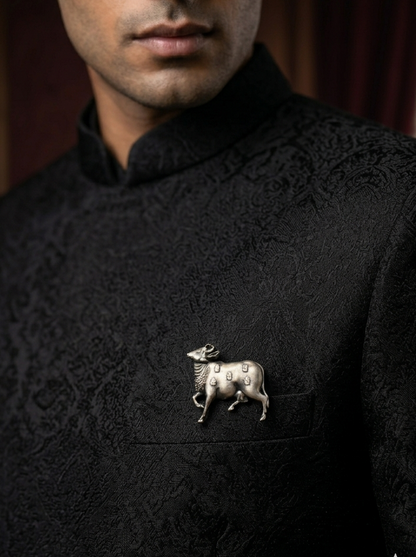 Pure Silver Nandi Brooch