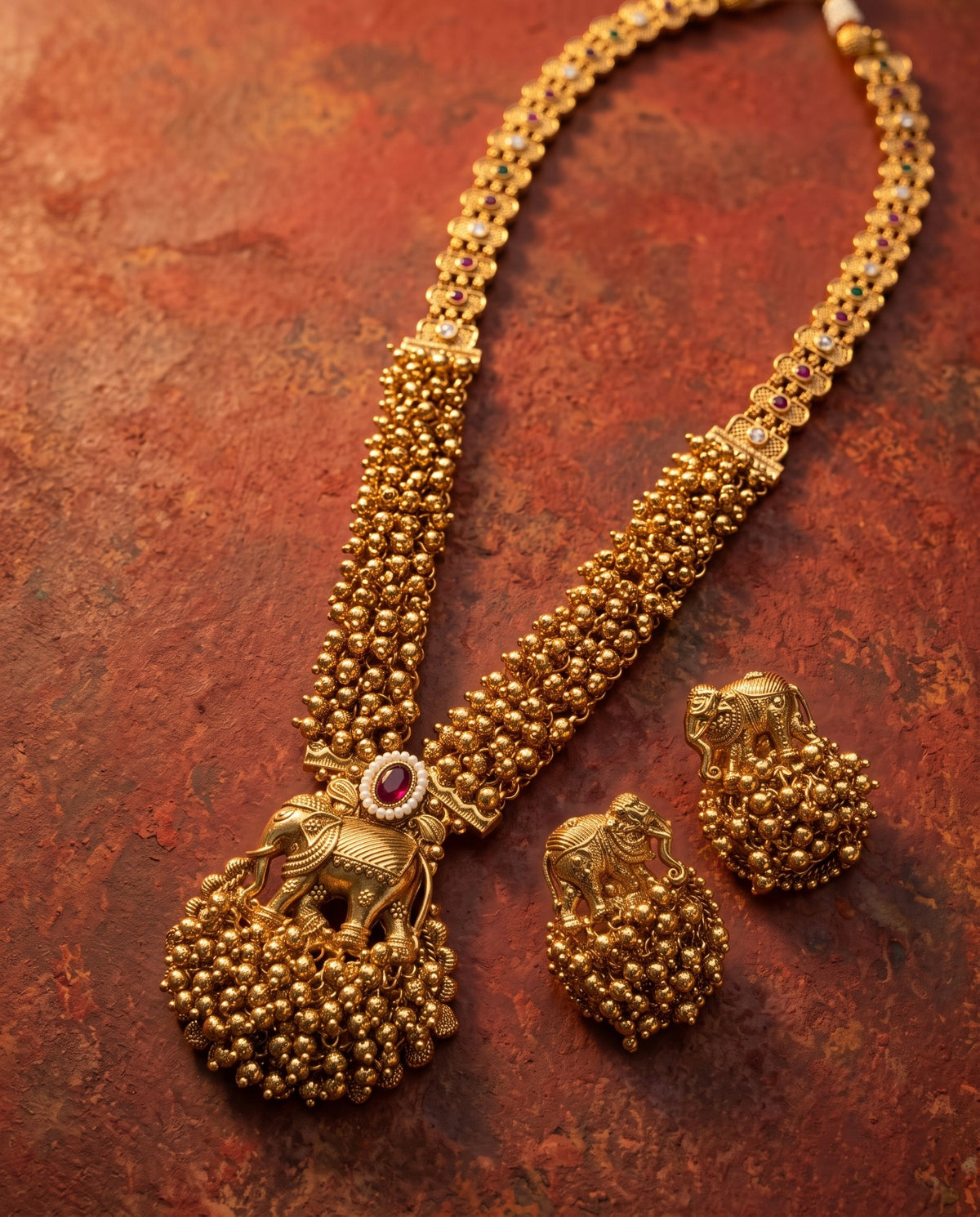 Golden Gajraj Necklace Set