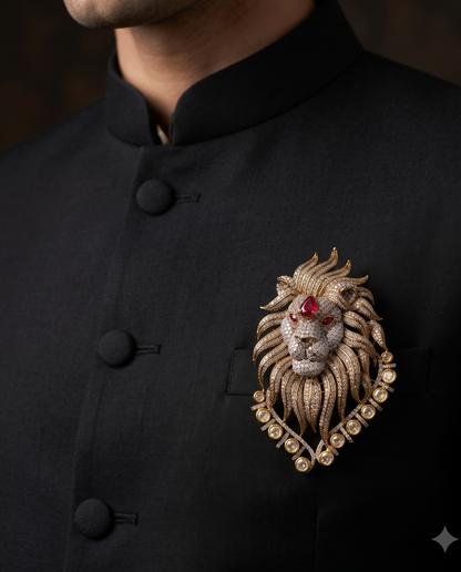 Ruby Regal Lion Brooch