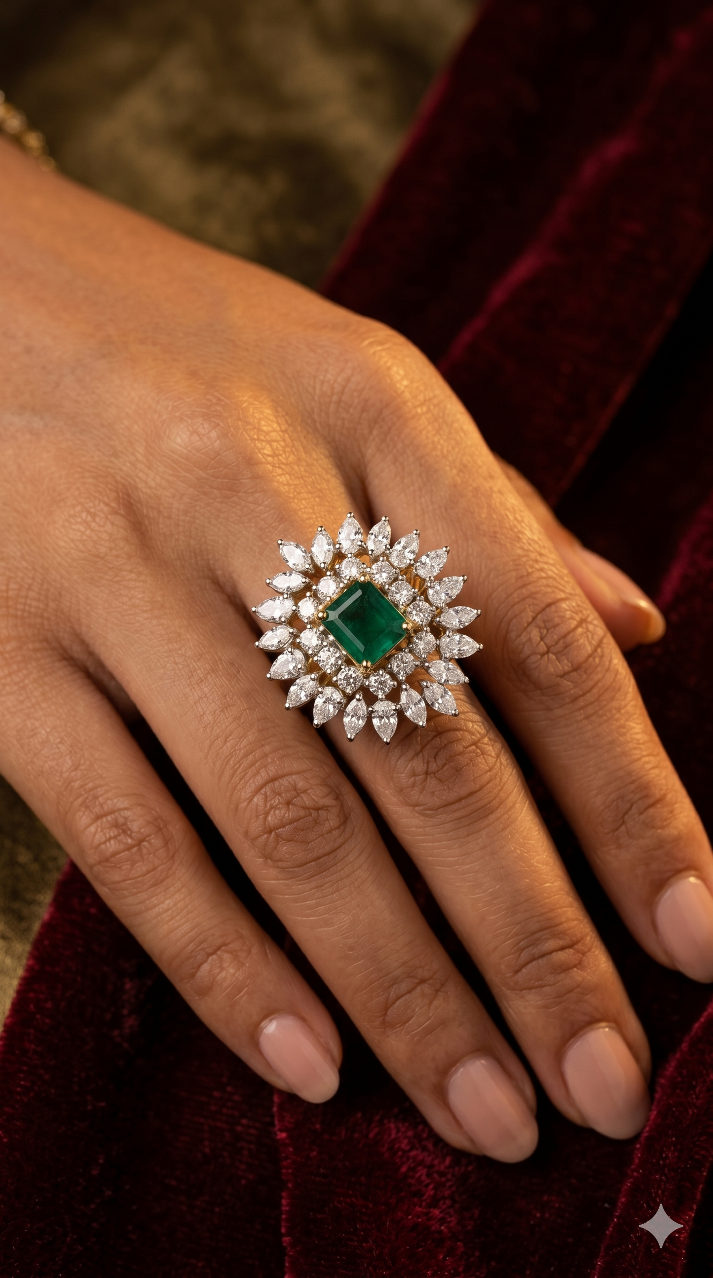 Pure Silver Emerald Regalia Ring