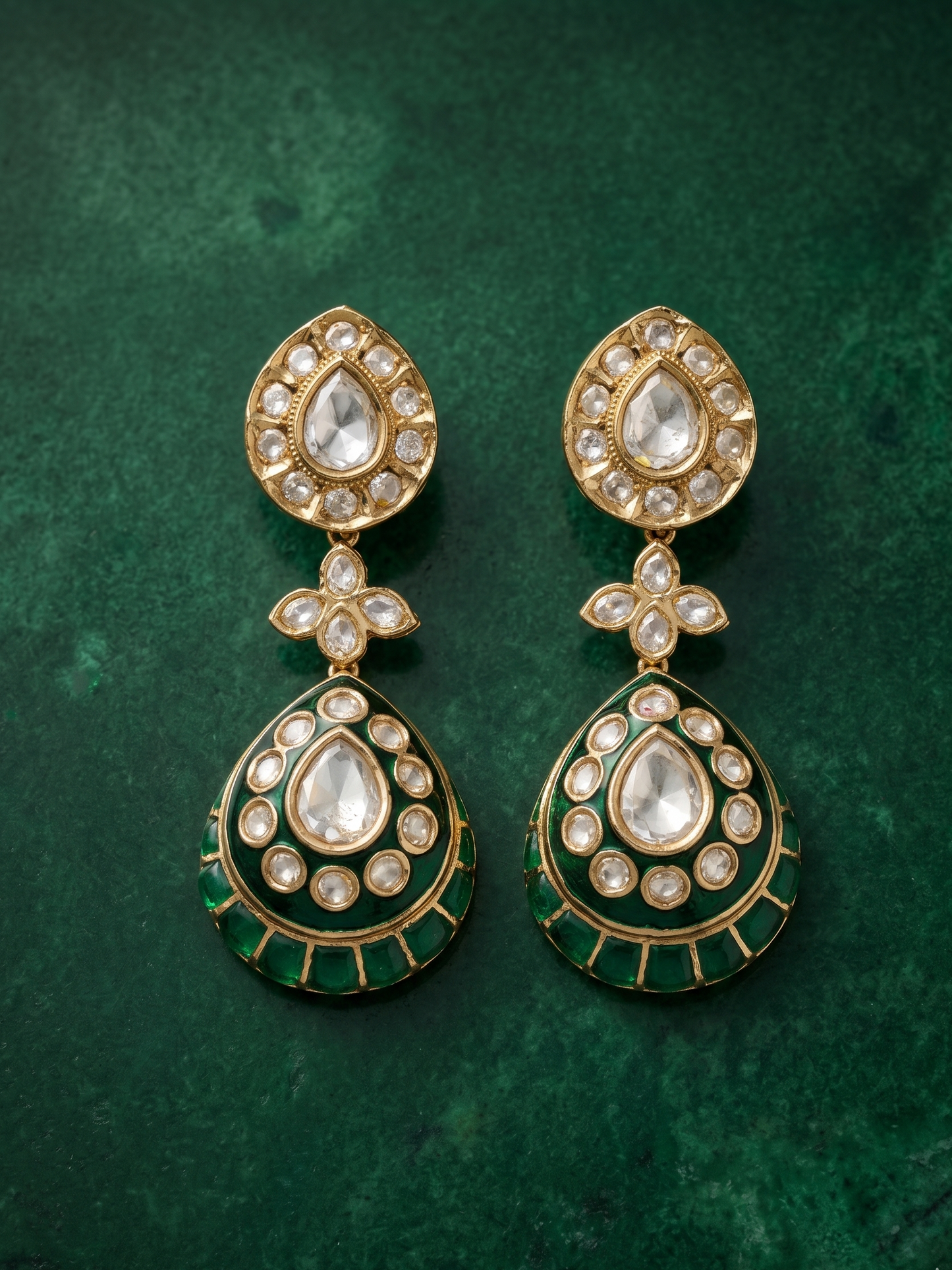 Elegant Polki Meenakari Drops