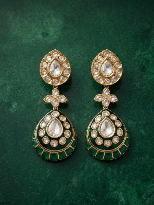 Elegant Polki Meenakari Drops