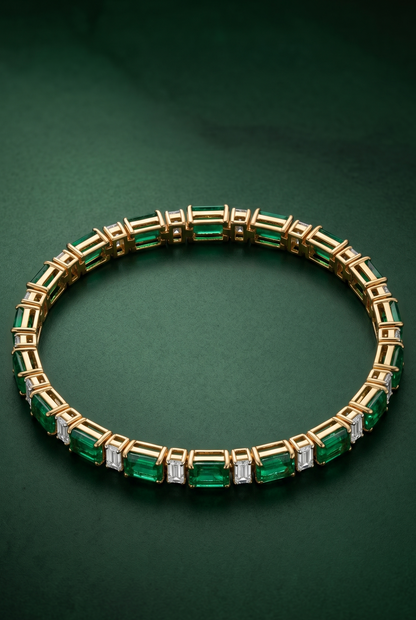 Pure Silver Emerald Tennis Bracelet