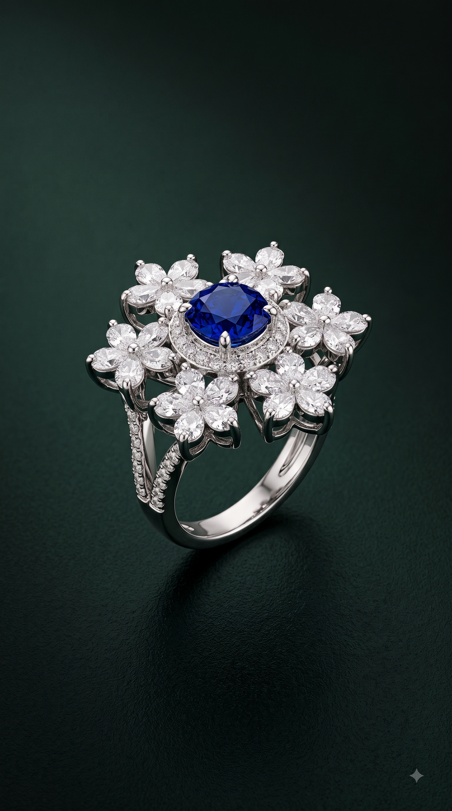Pure Silver Sapphire Zenith Ring