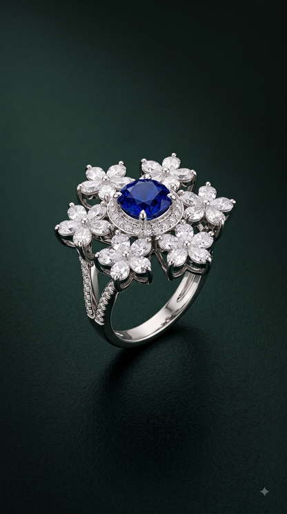 Pure Silver Sapphire Zenith Ring