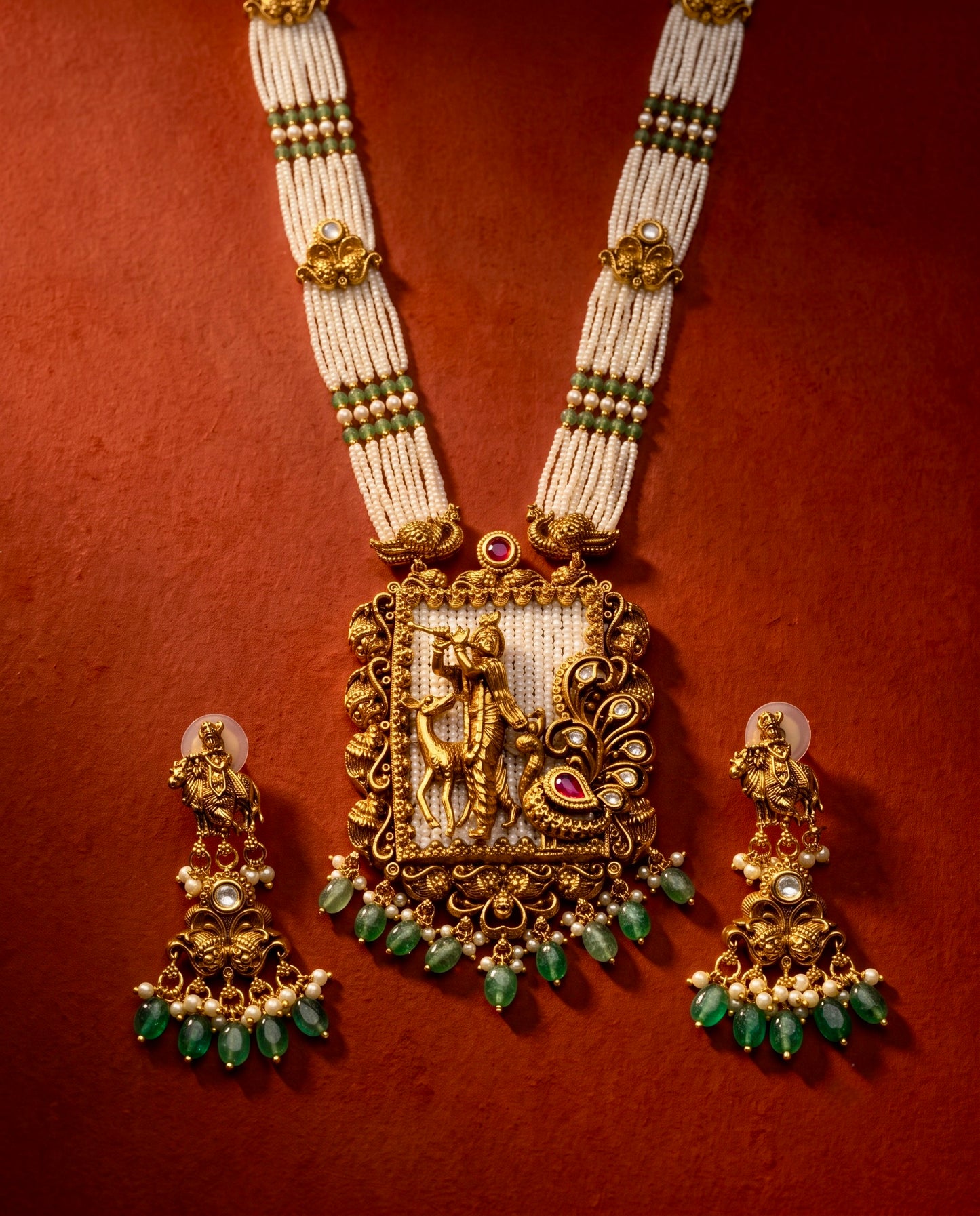 Golden Krishna Necklace Set
