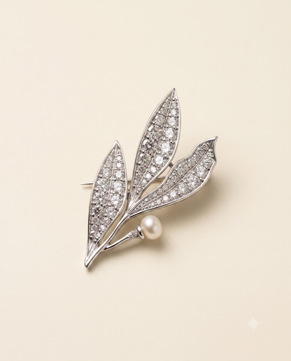 Pure Silver Fortune Pearl Brooch
