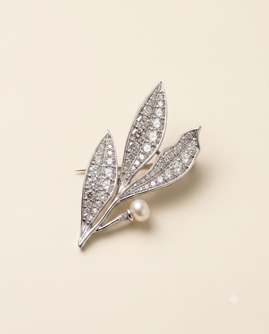 Pure Silver Fortune Pearl Brooch