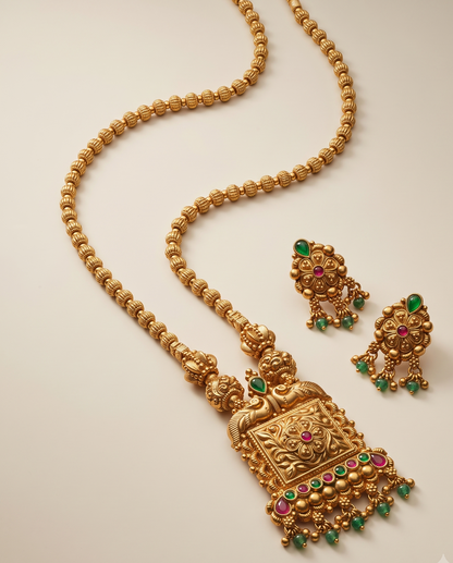 Golden Mayura Necklace Set
