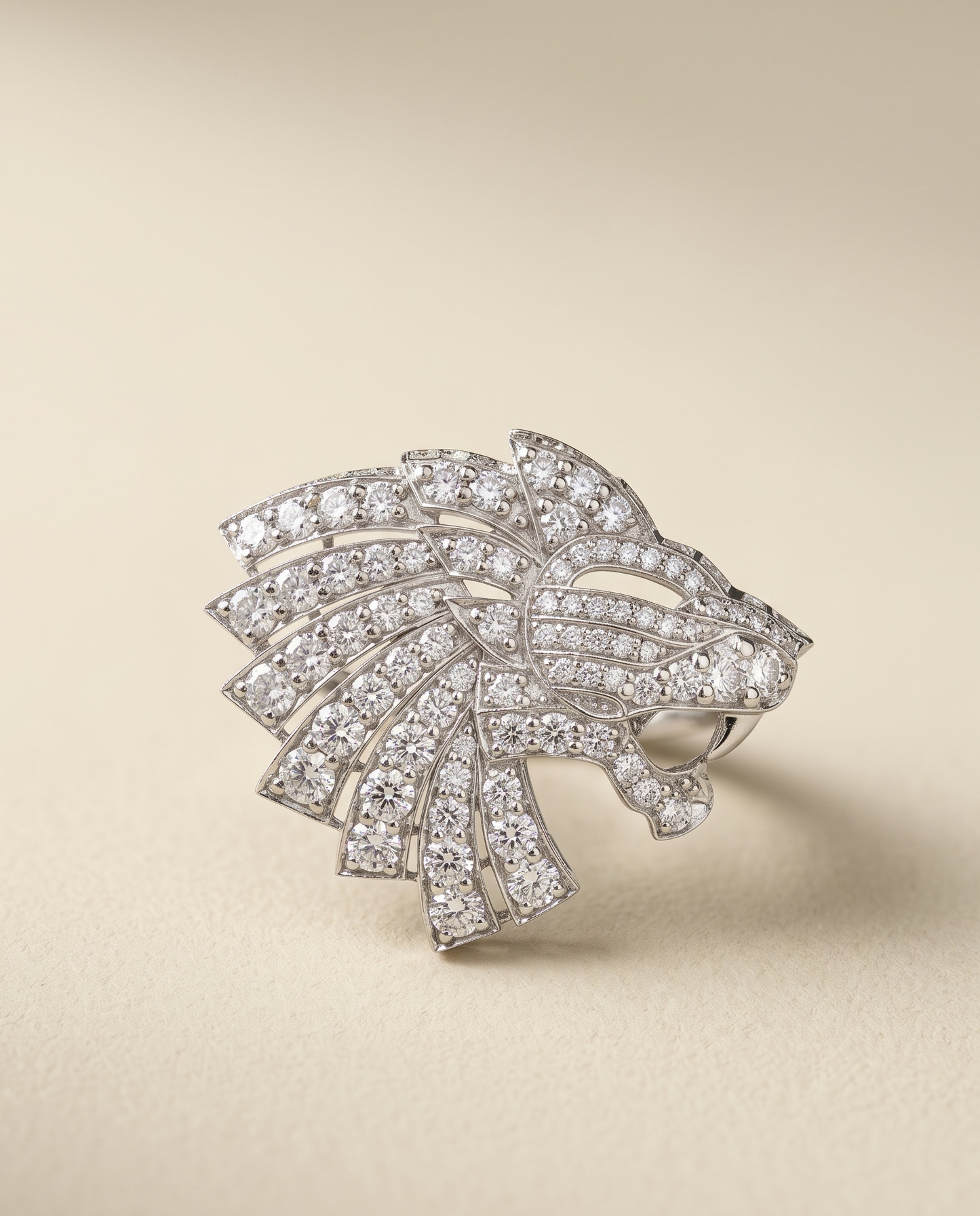 Pure Silver Lion Arc Brooch