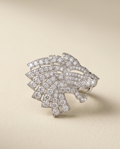 Pure Silver Lion Arc Brooch