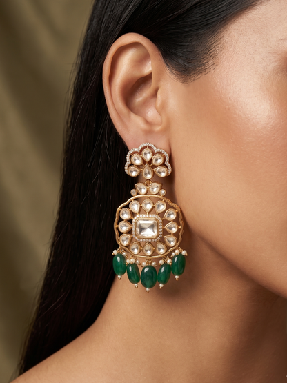 Emerald Polki Majesty Jhumkas