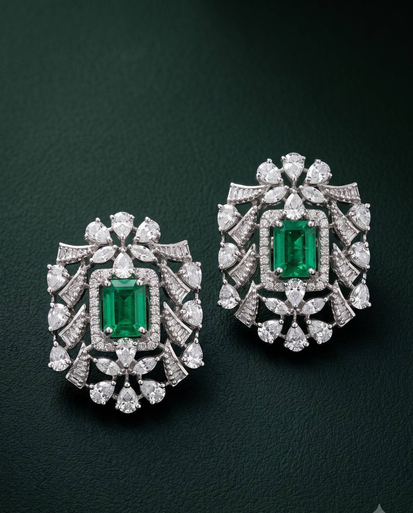 Pure Silver Emerald Ice Studs