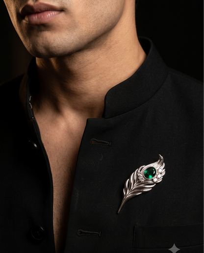 Pure Silver Royal Feather Brooch