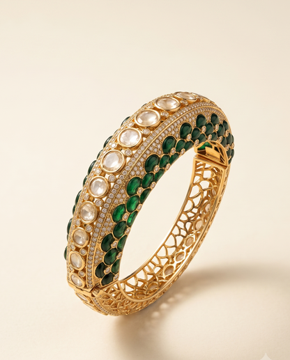 Emerald Polki Cuff Bracelet