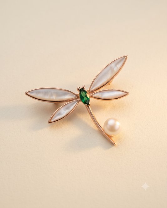 Pure Silver Pearl Fly Brooch
