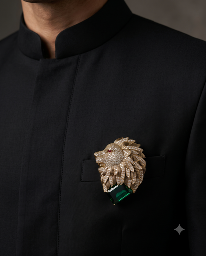 Emerald Regalia Lion Brooch