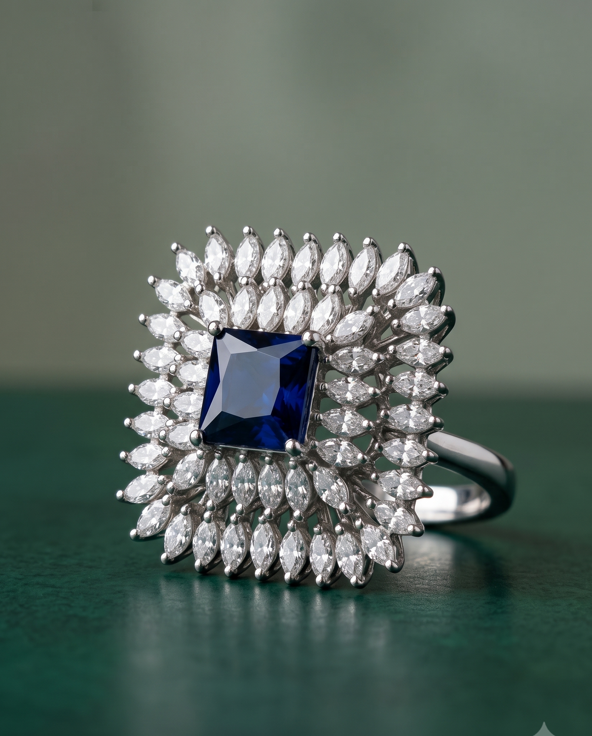 Pure Silver Sapphire Cocktail Ring