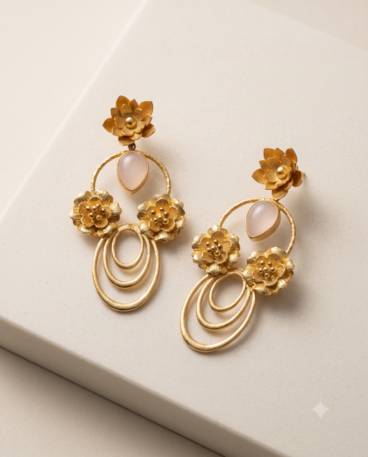 Golden Spiral Long Earrings