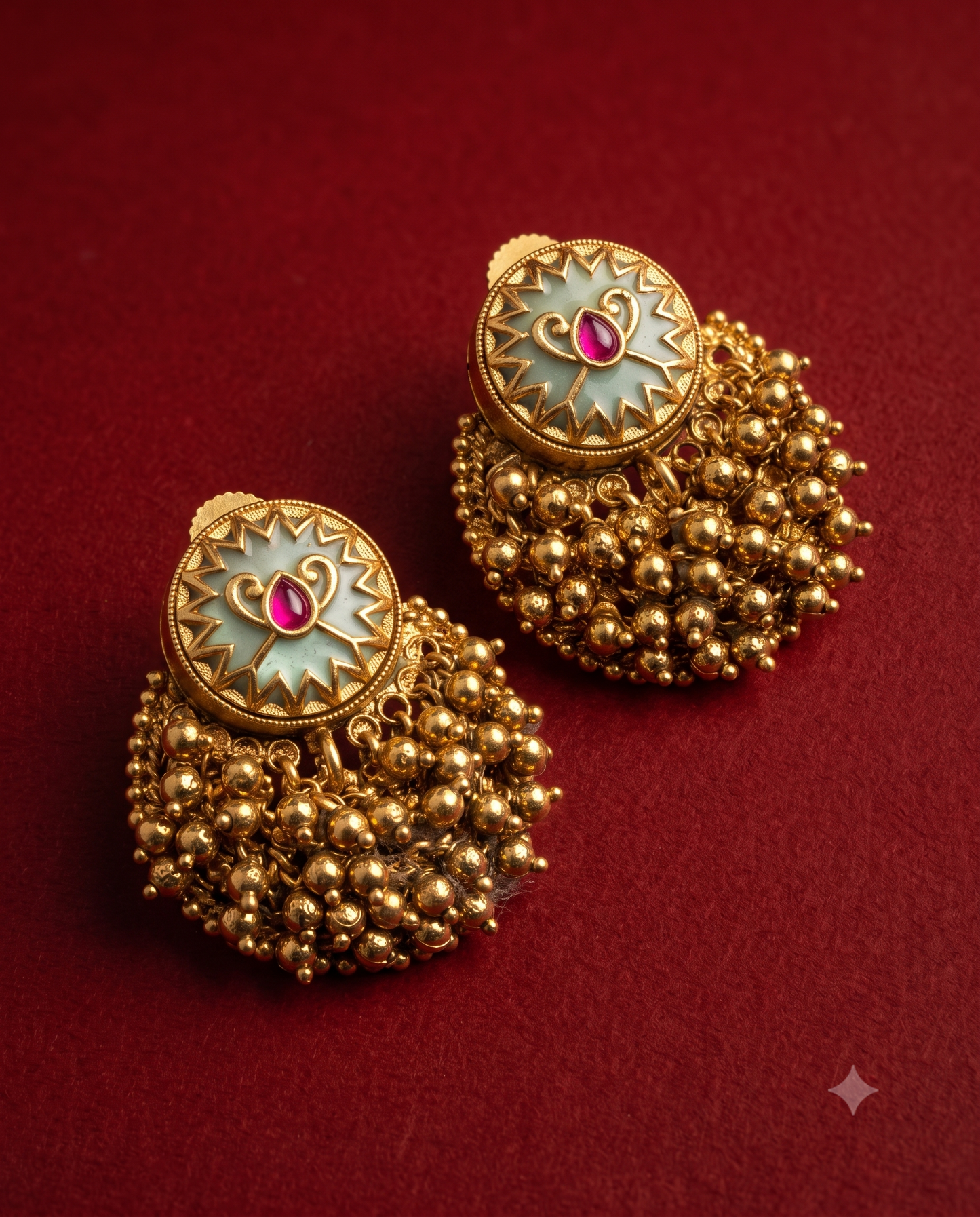 Golden Meena Necklace Set