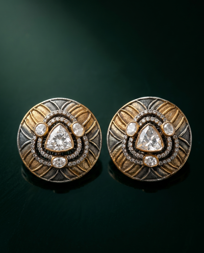 Pure Silver Moissanite Noir Studs