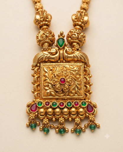 Golden Mayura Necklace Set