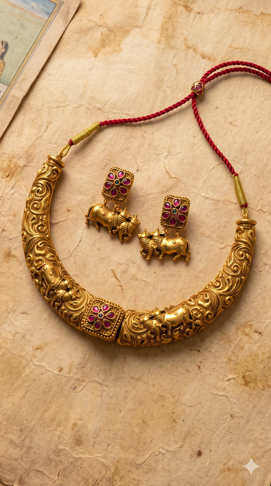 Golden Nandi Choker Set