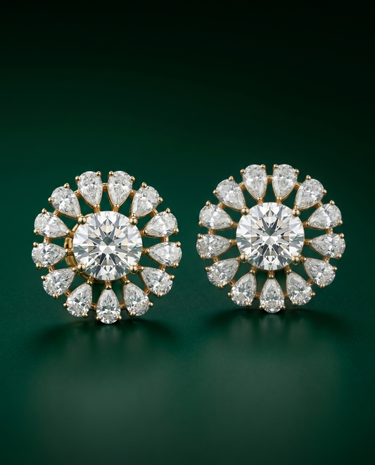 Pure Silver Round Halo Studs