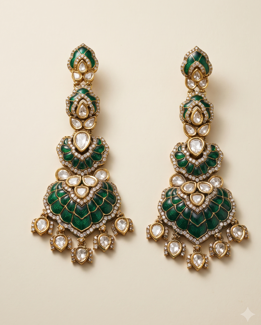Green Polki Danglers