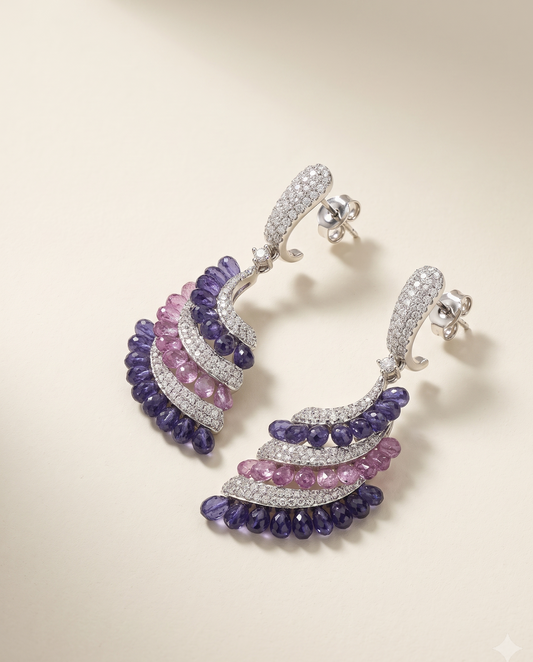 Lavender Dual Tone Earrings