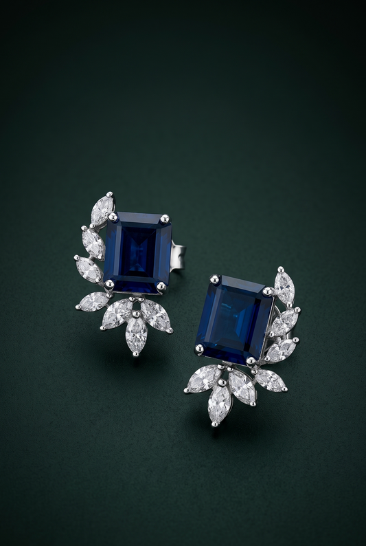 Pure Silver Sapphire Accent Studs