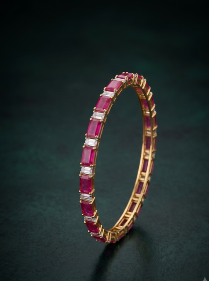Pure Silver Ruby Radiance Bangle