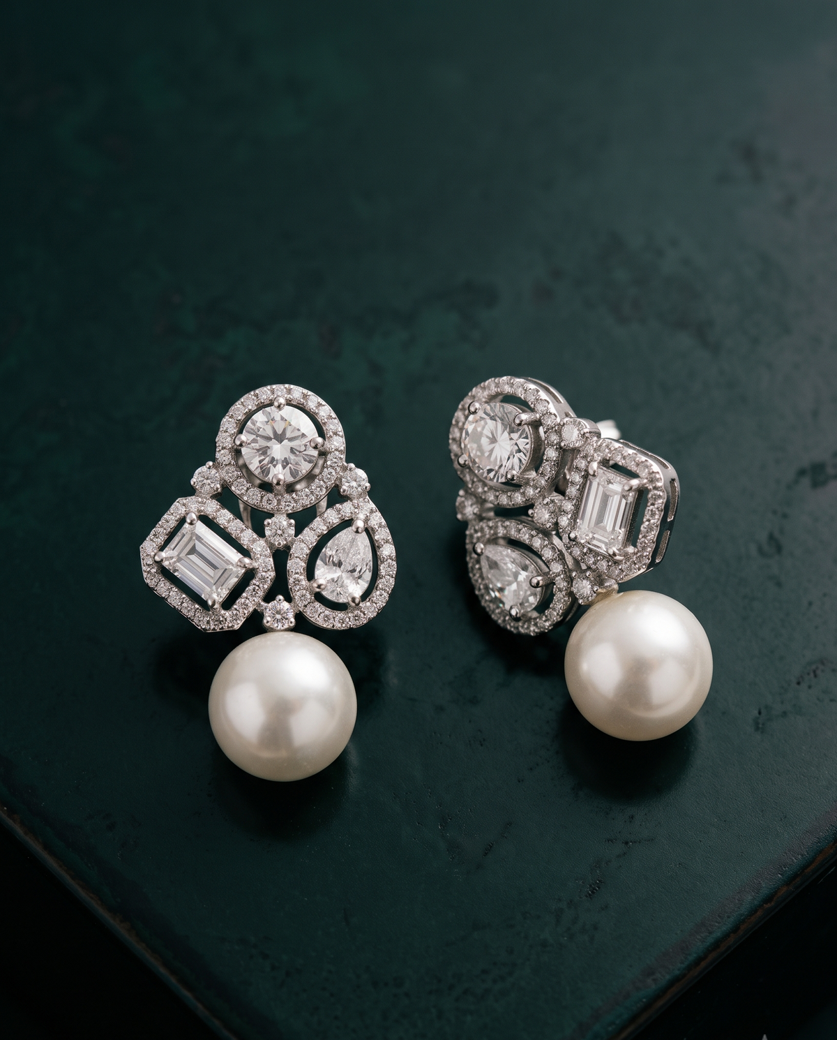Pearl Triple Halo Studs