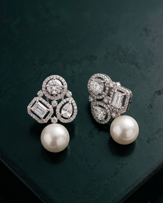 Pearl Triple Halo Studs