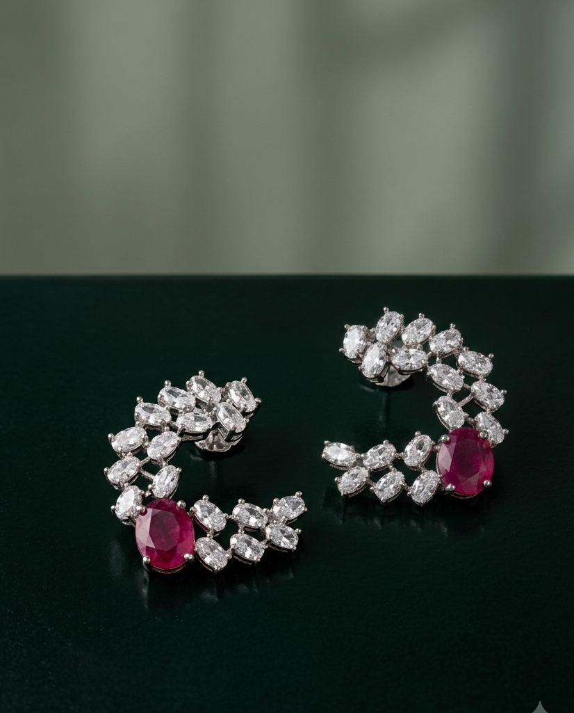 Ruby Crescent Studs