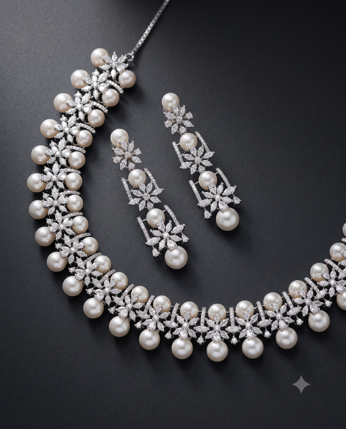 Classic Pearl Diamond Necklace Set
