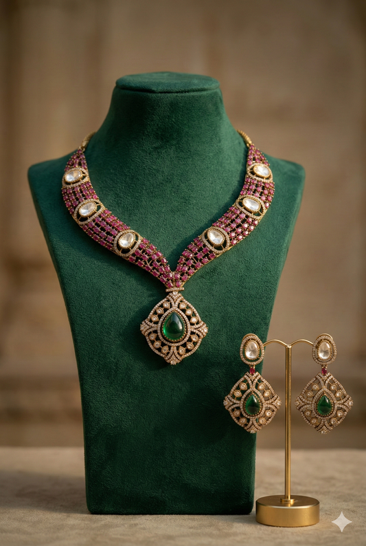 Statement Ruby Royalty Necklace Set