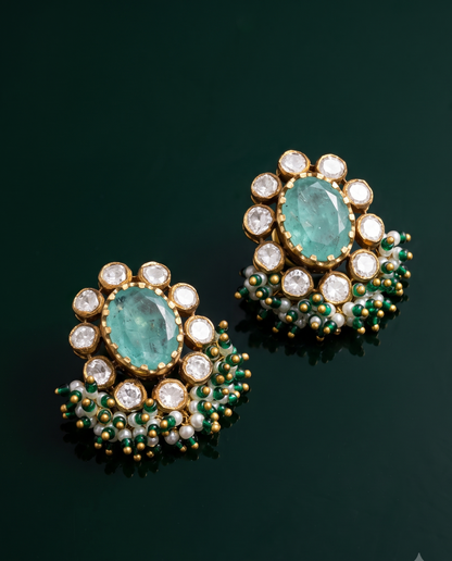 Pure Silver Noori Polki Studs