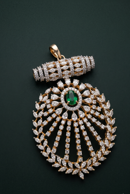 Pure Silver Statement Emerald Pendant