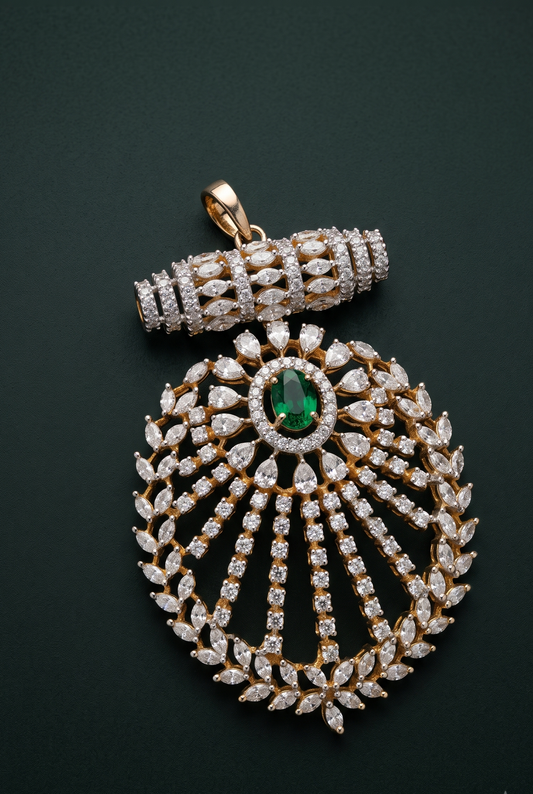 Pure Silver Statement Emerald Pendant