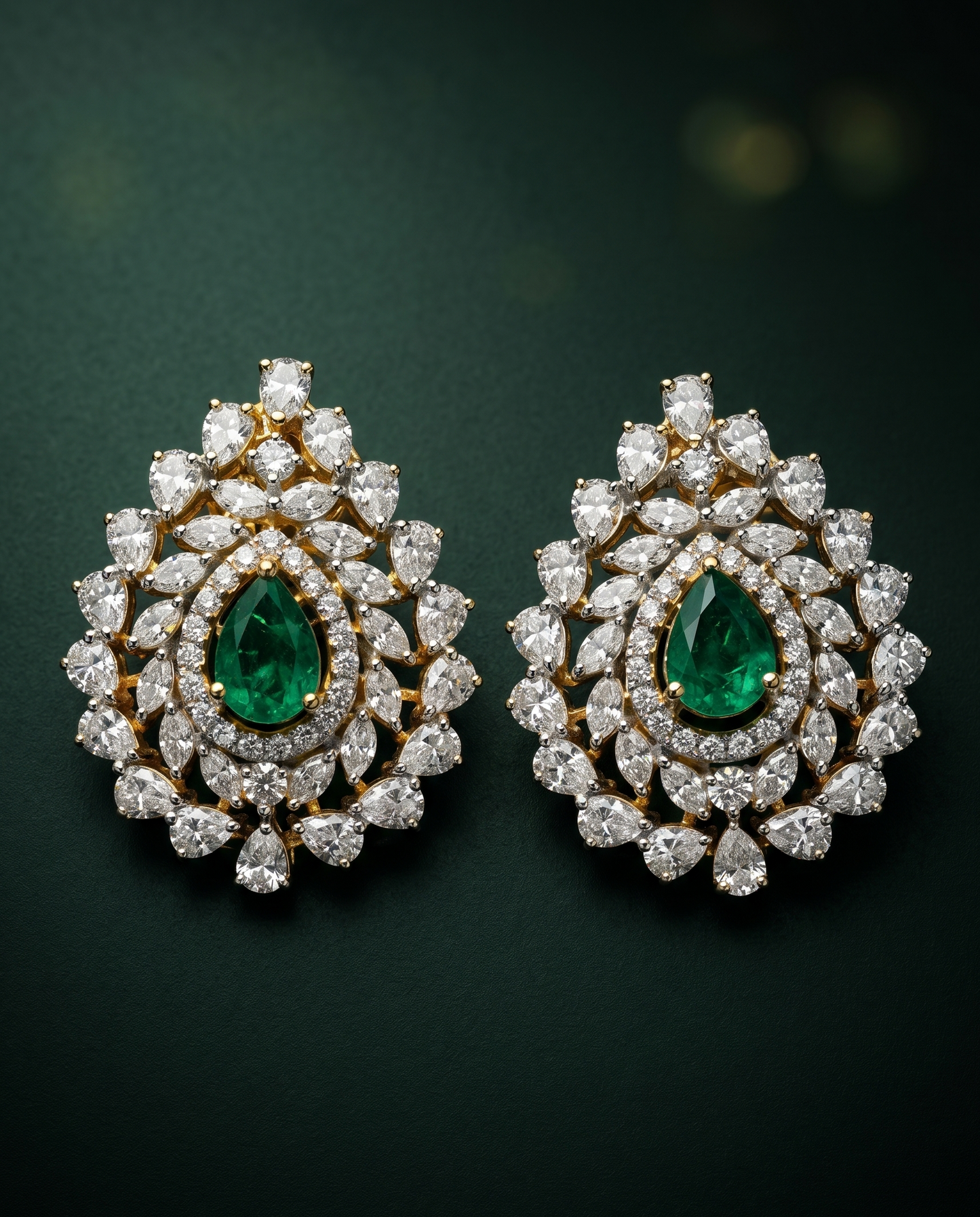 Pure Silver Emerald Heirloom Earrings