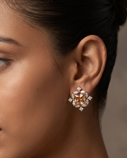 Pure Silver Chic Champagne Studs