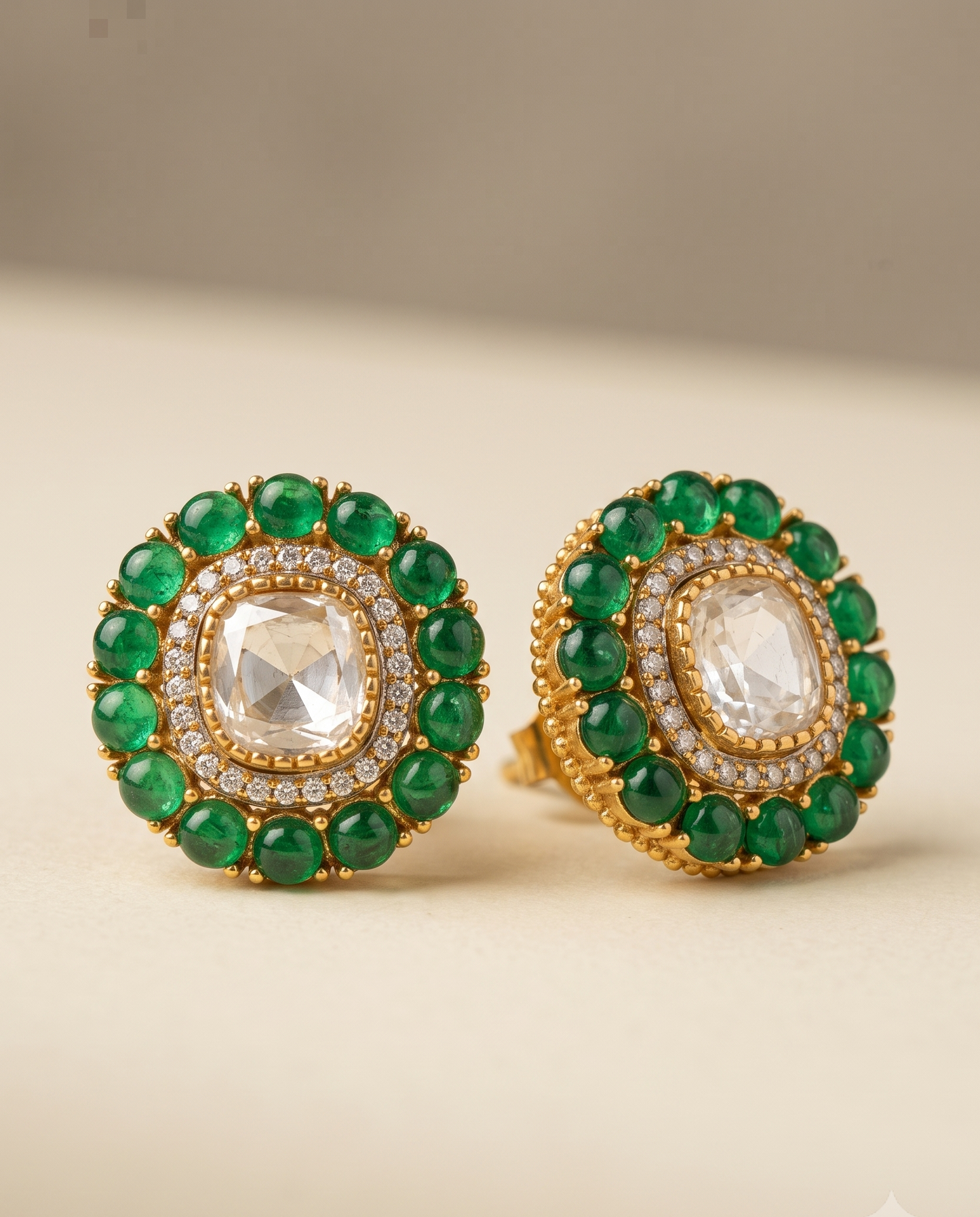 Polki Halo Studs