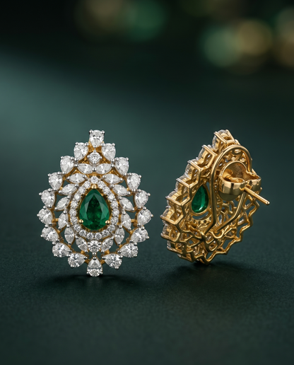 Pure Silver Emerald Heirloom Earrings