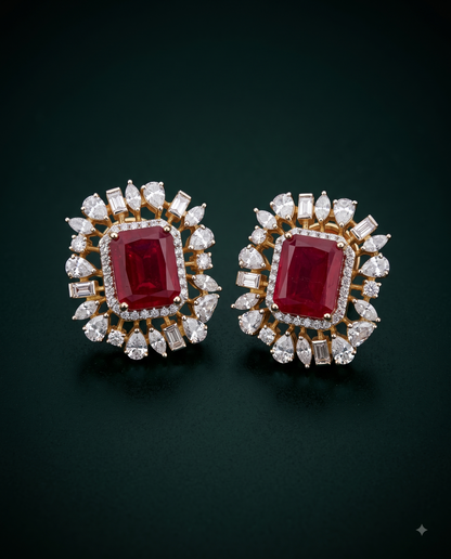Pure Silver Ruby Mist Studs