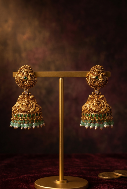 Golden Mayur Earrings