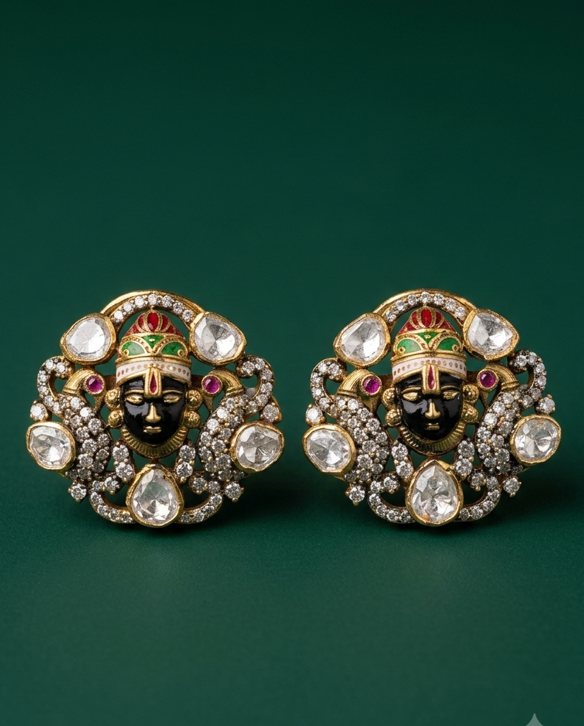 92.5 Silver Moissanite Vishnu Studs