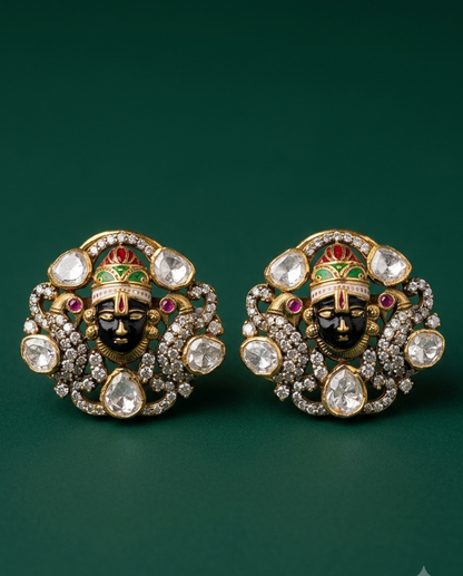 92.5 Silver Moissanite Vishnu Studs