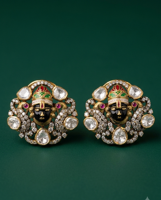 92.5 Silver Moissanite Vishnu Studs